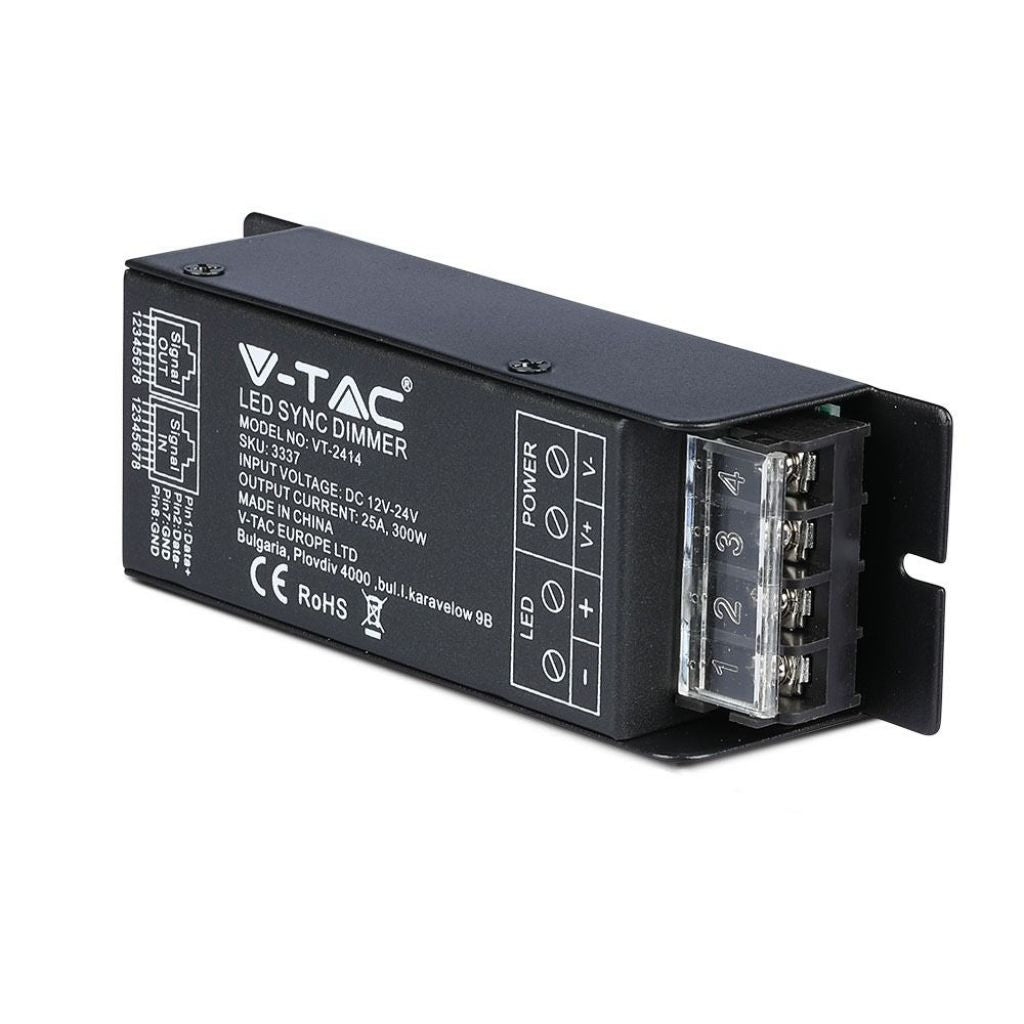 V-TAC Kontroler do Taśm LED Ściemnianych Port RJ45 z Pilotem (Maks. 300W)